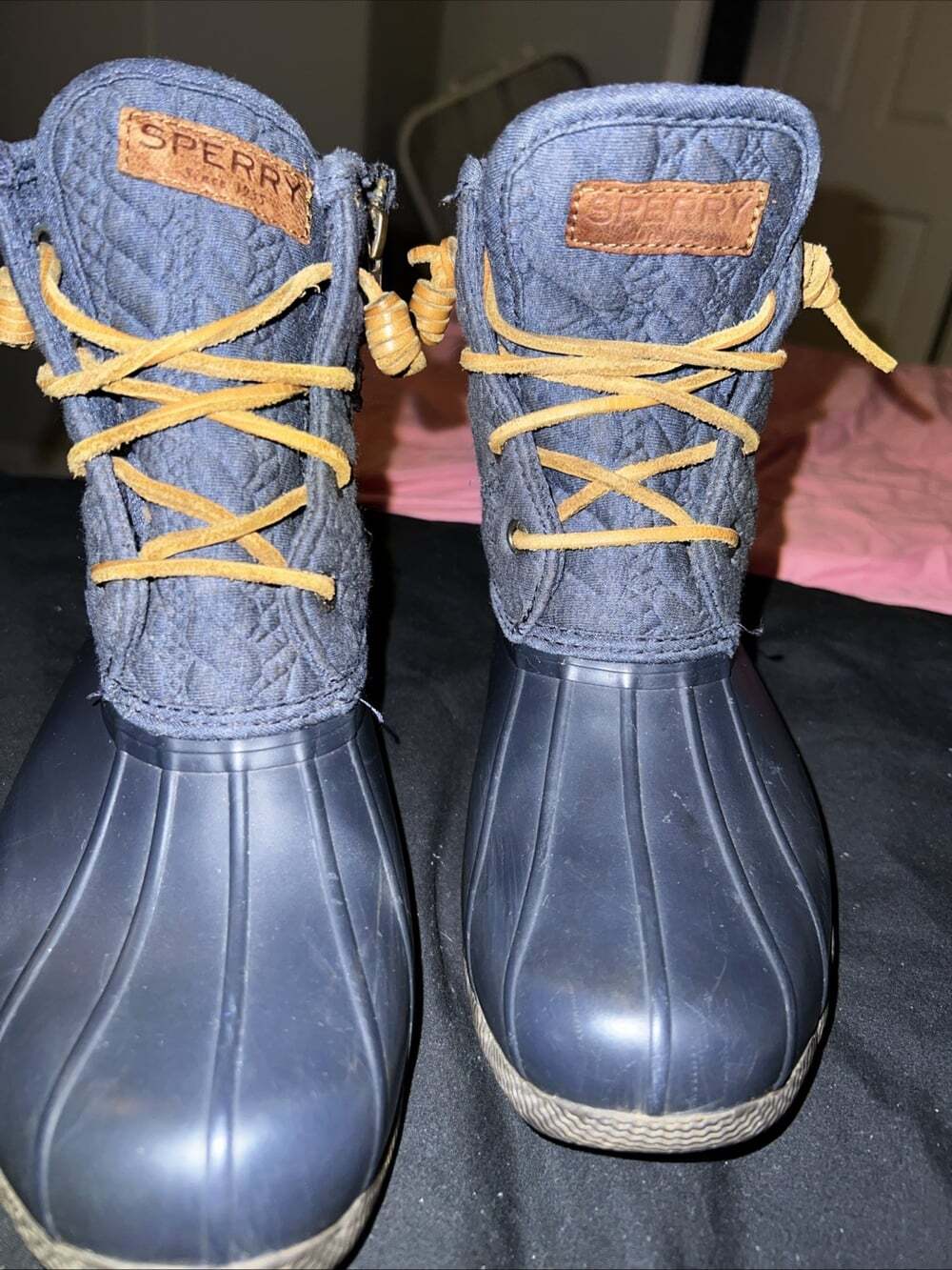Sperry Women's Saltwater Embossed Duck Boot Navy Size 6.5